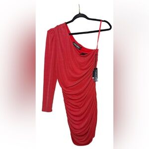 Gabrielle Union for New York and Co Red One-Shoulder Dress. NWT. Medium. Sparkle